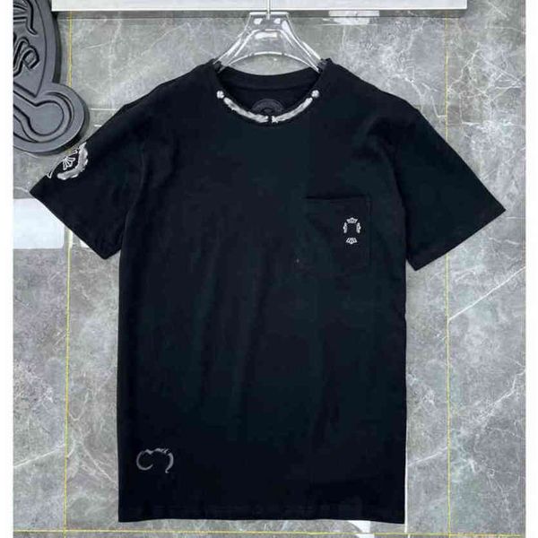 

summer brand mens t shirts horseshoe flower tees ch man cross t-shirts women shirt sanskrit letter designer fashion tshirts luxury boy hip, White;black