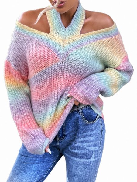 

ombre drop shoulder halter sweater j0bv#, White;black