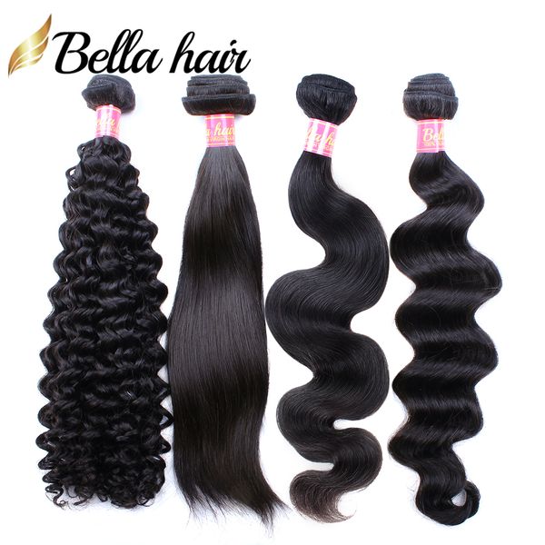 

brazilian hair bundles weaves curly wavy straight body wave loose deep 3pcs virgin remy human hair extensions double strong weft bellahair 8, Black