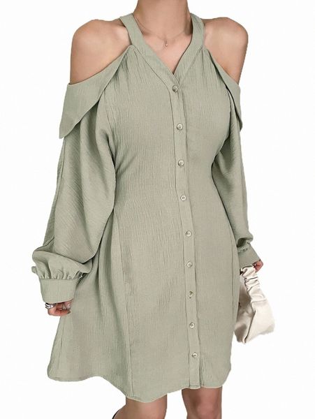 

dazy cold shoulder lantern sleeve dress d2gr#, Black;gray