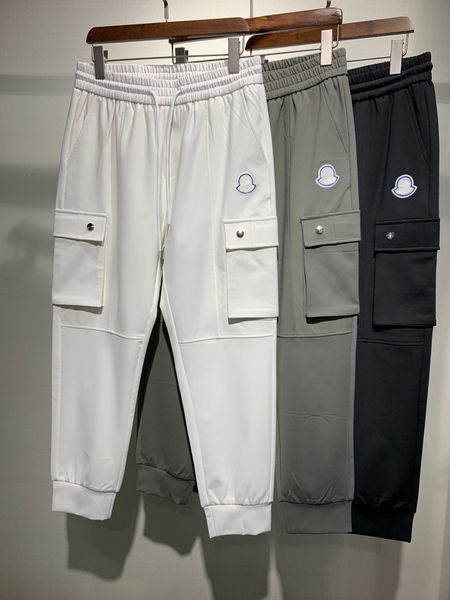 

autumn and winter new brand cargo pants pure cotton designer pants fashionable multi pocket splicing design luxury mens pants, Black