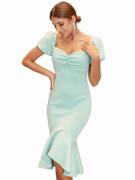 

adyce sweetheart neck puff sleeve mermaid hem dress g9kn#, Black;gray