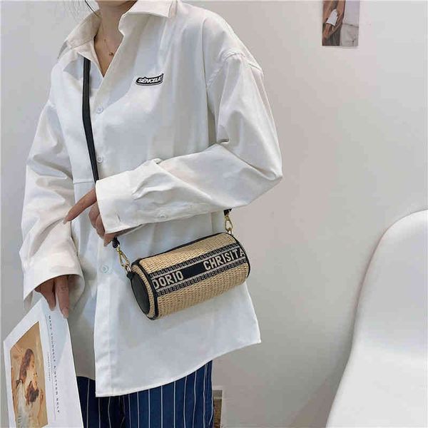 

58% off online clearance super fengpian spring and summer straw woven small cylinder bag net red foreign style shoulder bag