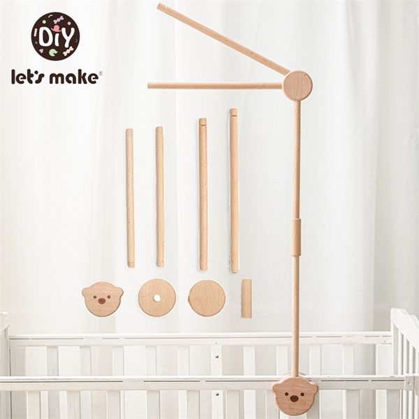 

lets make bear shape wooden bed bell bracket mobile hanging rattles toy protection baby room decoration 220818