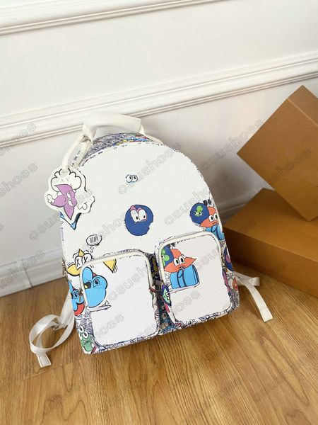 

m57841 m20910 multipocket backpack deisgner 23ss mens graffiti spoof backpacks womens nigo watercolor leather blue sky cloud bag double shou