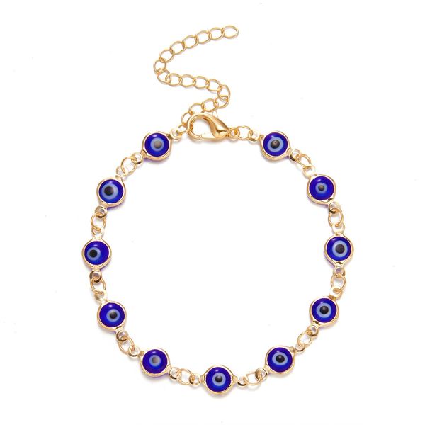 

lucky turkey evil eye bracelet strand colorful red blue aesthetic jewelry for women simple trendy adjustable metal chain bracelets, Black