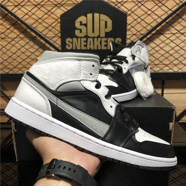 

men jumpman 1 high basketball shoes women dark mocha retro1s low basketball sneaker chicago patent outdoor sport sneakers university blue ma, Black