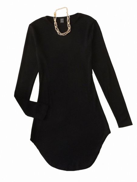 

solid split hem fitted dress 71o6#, Black;gray