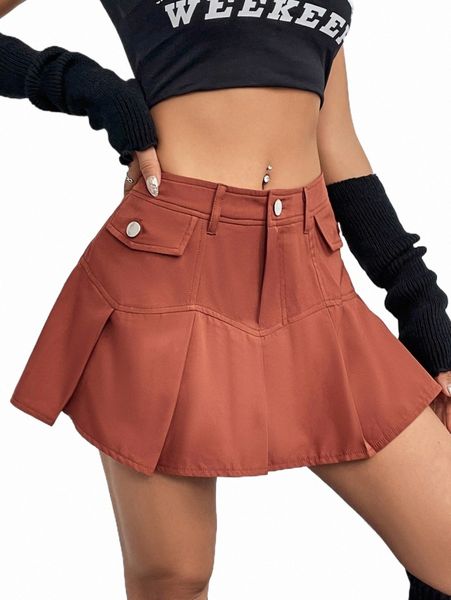 

x made in america solid mini pleated skirt 94ve#, Black