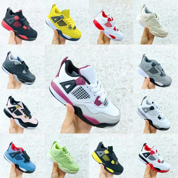 

td 4 4s ts jackboys kids baketball shoes red thunder splatter toddler boys girls youth sneakers royalty pale citron motorsports fire red, Black