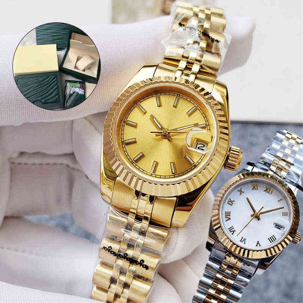 

huiya06 classic women watch 28/31mm movement lady wristwatches full stainless steel automatic mechanical luminous waterproof valentine watch, Slivery;brown