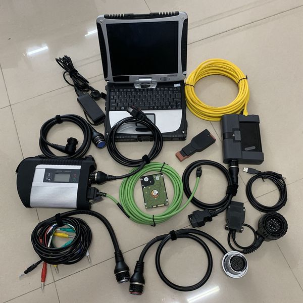 

2023 2in1 tools mb star c4 icom a2 diagnostic code scanner multiplexer and cables second hand lapcf19 4g for bmw for mercedes cars 1tb hdd l