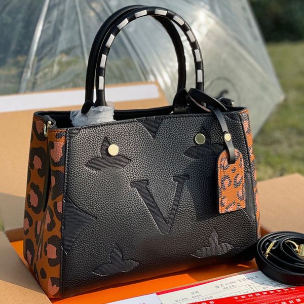 

leopard tote bag shoulder bags women crossbody handbags fashion embossed letters large capacity travel shopping handbag zipper pocket wallet