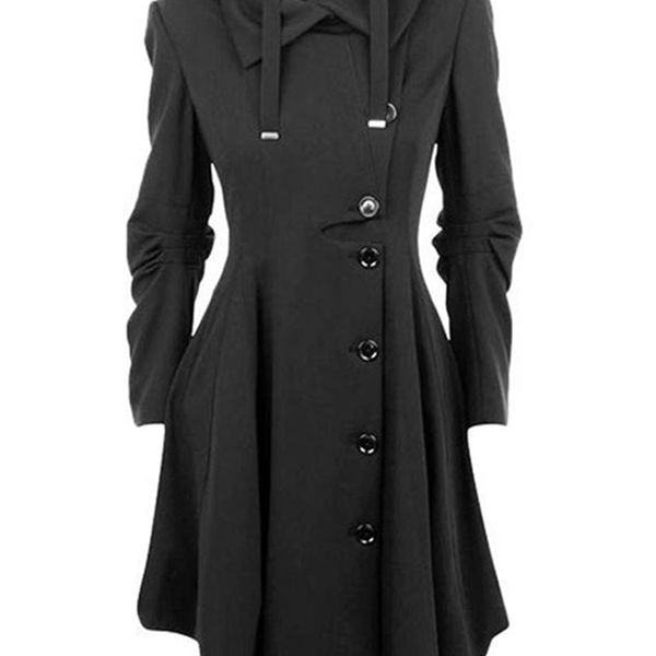 

goth overcoat trench coat gothic long slim asymmetric lapel collar button elegant y2k streetwear egirl vintage outwears 220818, Black;brown