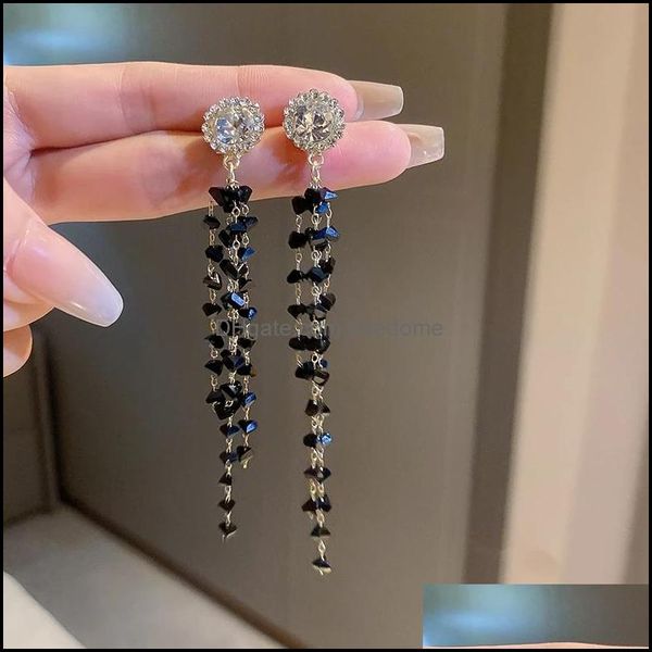 

dangle chandelier diamond circle crystal tassel earrings online celebrity personality sweet cool temperament drop delivery 2 bdedome dhroh, Silver