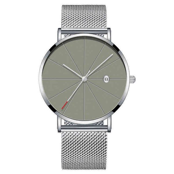 

huiya06 simple temperament meter line calendar mesh belt men's non-waterproof watch, Slivery;brown
