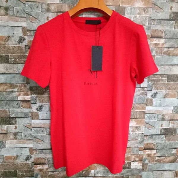 

2022 mens t shirts european american popular red printing t-shirt luxury wholesale men women couples clothes size s-2xl, White;black