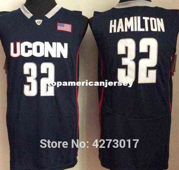 

college 32 richard hamilton uconn huskies jerseys university hamilton basketball men navy blue white stitched ncaa, Black