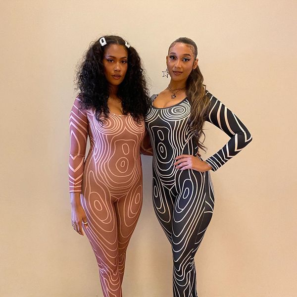 

women's jumpsuits & rompers slim print zipper jumpsuit woman, Black;white