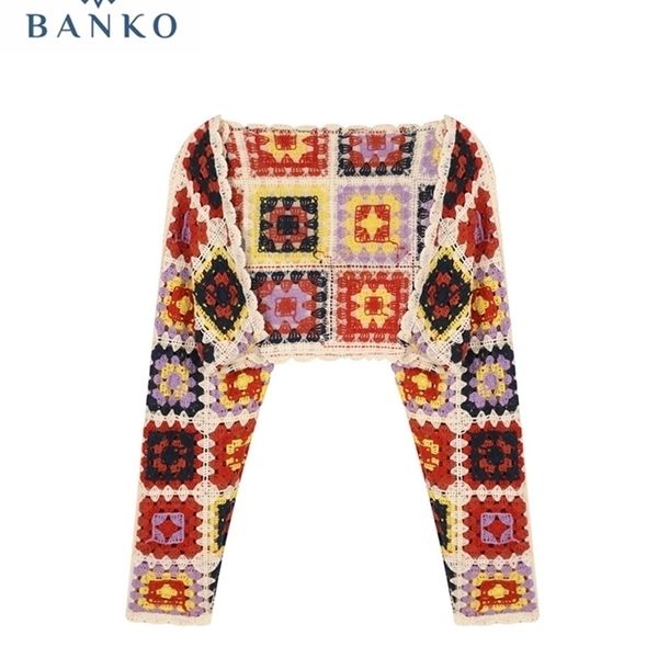 

autumn women hollow out vintage printing knitted cardigan sweater loose long sleeve thin section knitwear open stitch coat w220817, White;black