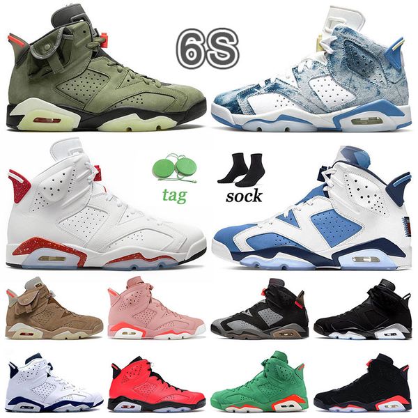 

jump man 6 6s mens womens basketball shoes designer 2022 unc red oreos washed denims georgetown infrared white olive sneakers