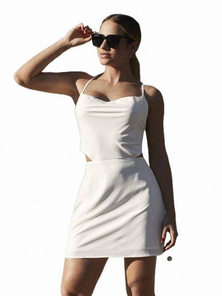 

draped collar cami dress y1oc#, Black;gray