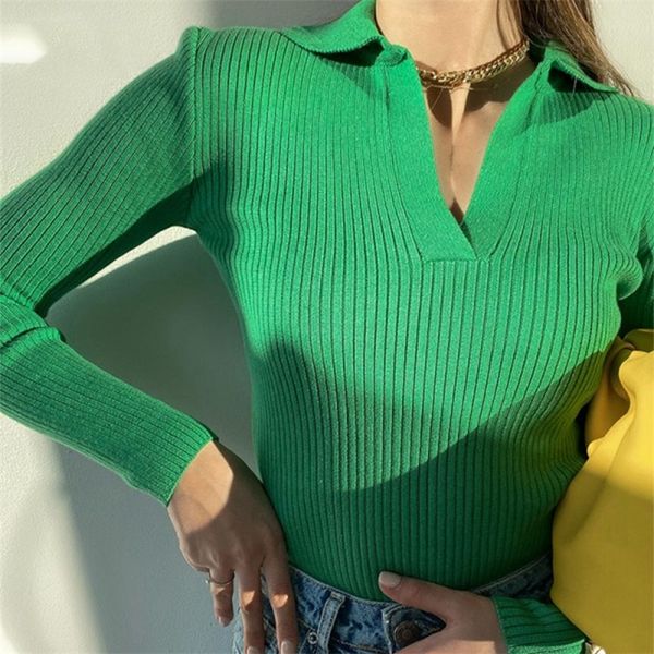 

casual knitted sweater pullover basic v neck long sleeve slim fit t-shirt female autumn winter jumpers y2k women clothes 220818, White;black