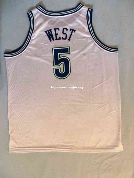 

doug west #5 sewn t- jersey rare usa mens vest size xs-6xl stitched basketball jerseys ncaa, Black