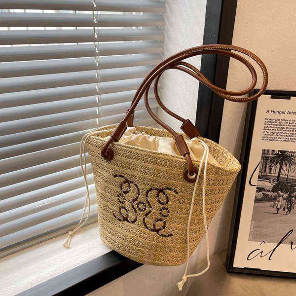 

vegetable basket large capacity woven bag paper grass solid hand fresh spring and summer messenger straw purses clearance sale