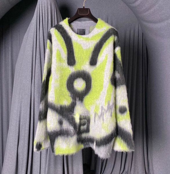 

new aop jacquard letter knitted sweatshirt in autumn / winter 2022acquard knitting machine e custom jnlarged detail crew neck cotton e453, Black