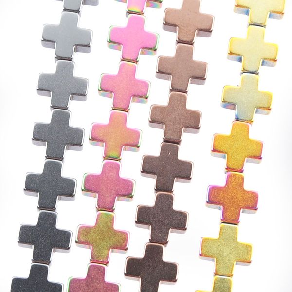 

wojiaer no magnetic materials hematite stone cross beads 3x8mm for diy jewelry making necklace bracelet bl311, Black