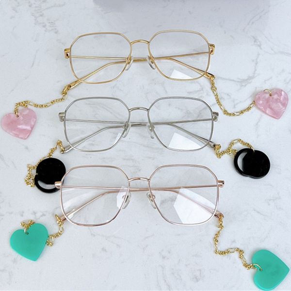 

lux lightweight multi-shaped glasses frame fashion heart pedant chain decoration eyeglasses for women 54-16-145metal for prescription myopia, Black