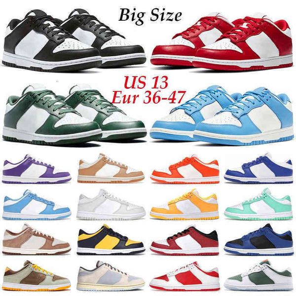 

big size us 13 dunks running shoes sb men women casual designer sneakers panda black white syracuse unc grey fog mens trainers jogging jf1v