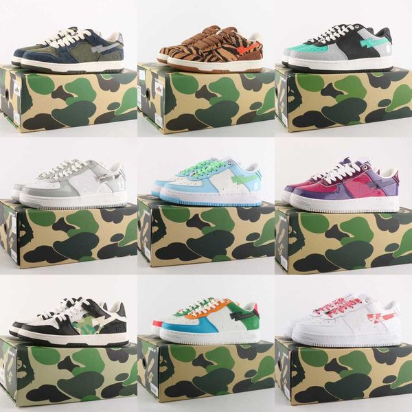 

ups designer a bapestas sta low shoes women men 36-45 sk8 urban fall camo combo platform sneakers trainer lace up chunk sports, Black
