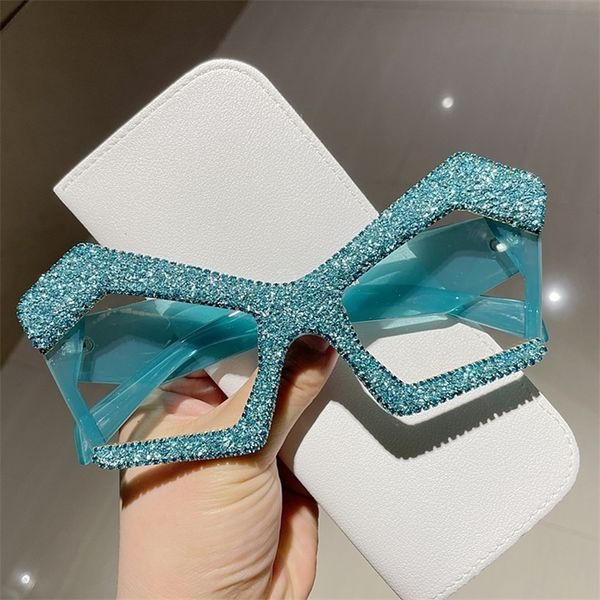 

personality oversized punk womans sunglasses luxury brand bling eyeglasses female candy color feminino 220818, Silver