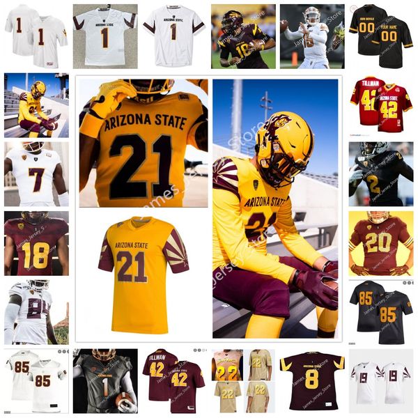 

custom asu arizona state sun devils football jersey 4 nesta jade silvera 5 emory jones 4 daniyel ngata 8 merlin robertson 0 isaiah johnson e, Black