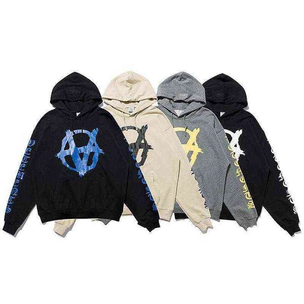 

nk legal designer brand weitemeng events anti war series printed net red same men's and women's hoodie, Black