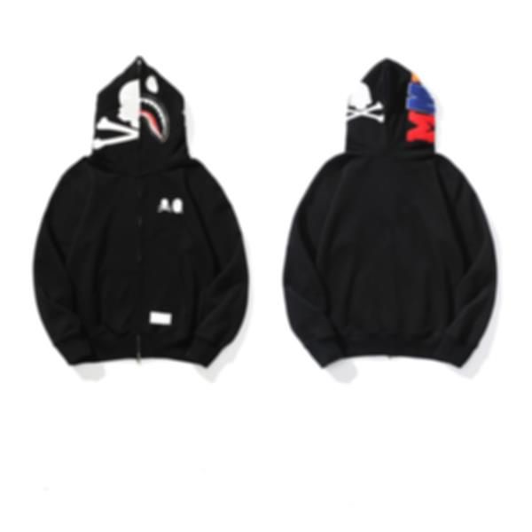 

designer mens women hoodie popular shark pattern sportwear camouflage zip up hoodies jacket size m-xxxl1, Black