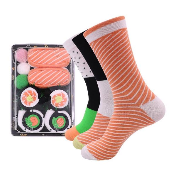 

5 pairs fashion unique food salmon sushi socks box women trendy funny cotton socks set, Black