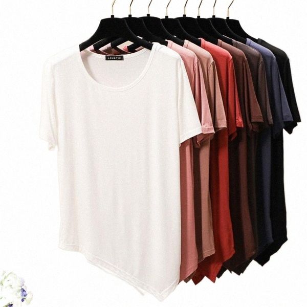 

women's t-shirt women summer fashion casual korean style irregular slim round neck short-sleeved bottoming shirt de mujer b1kk#, White