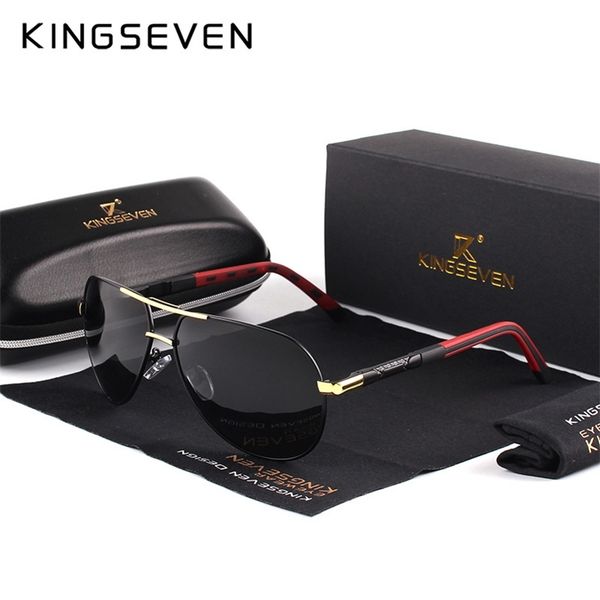 

kingseven men vintage aluminum polarized sunglasses classic brand sun glasses coating lens driving eyewear for menwomen 220818, White;black