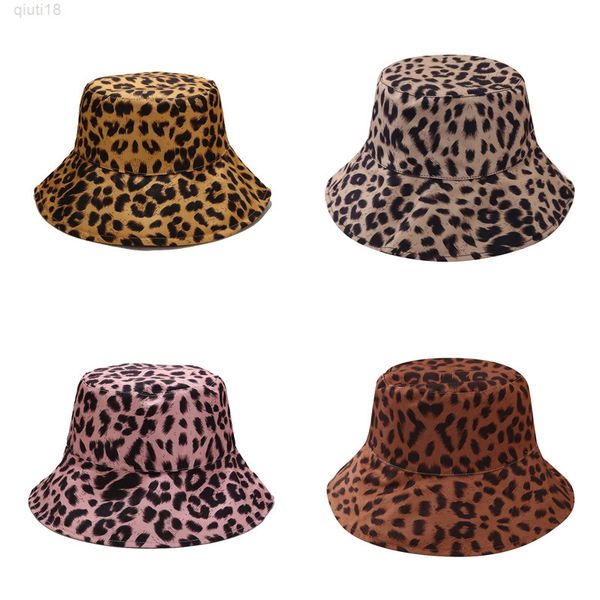 

fashion leopard print bucket hat women panama reversible big visor sun hat summer korean beach fishing cap chapeau bob femme y220818, Blue;gray