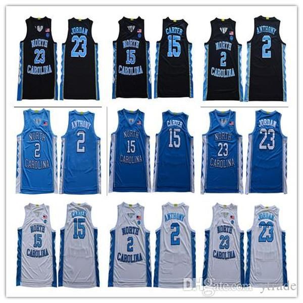 

2020 north carolina tar heels #2 cole anthony 23 michael 15 vince carter college basketball jerseys s-3xl new style stitched, Black