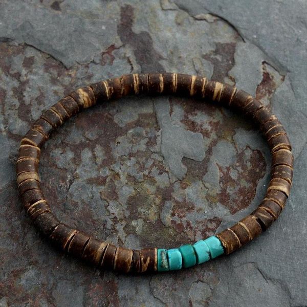 

coconut bead bracelet turquoise or strands hematite mens beaded, Black