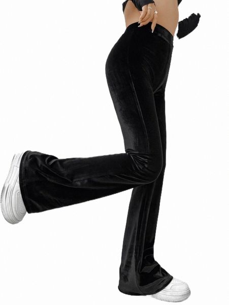 

high waist velvet flare leg pants y2ec#, Black;white