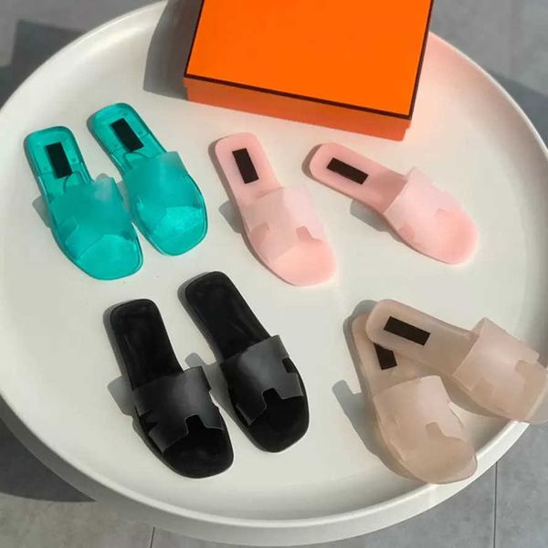 

designer women jelly slippers fashion clear slides rubber low heel flat mules sandals fruit platform sandal shoes summer embossed candy, Black