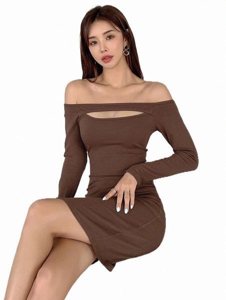 

dazy cut out front ribbed knit dress x03j#, Black;gray
