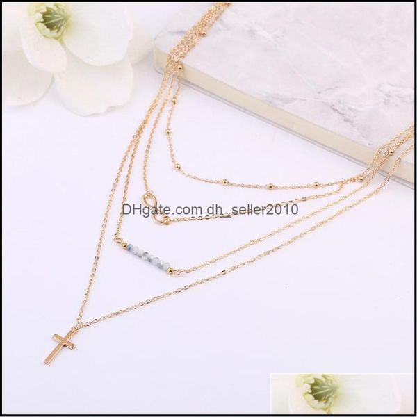 

chokers statement necklaces jewelry women turquoise beads round paillette charm double layer necklace pendants drop deliv dhseller2010 dhxnh, Golden;silver