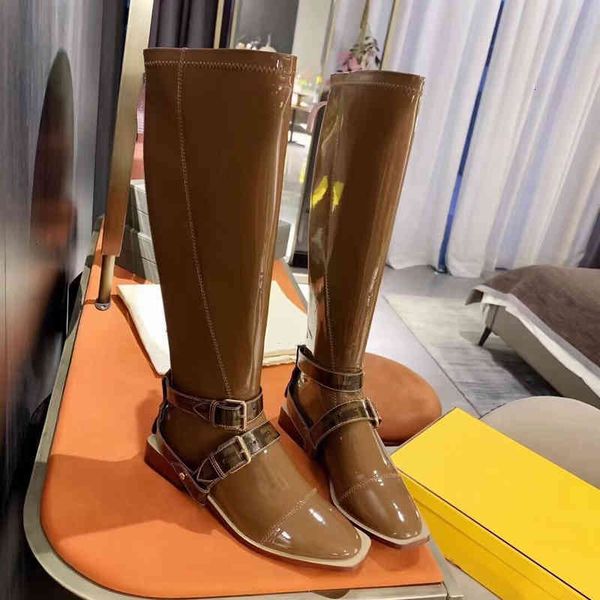 

women's varnished boots leather boots motorcycle winter shoes buckle decoration series, Black