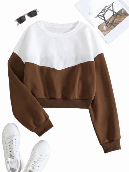 

two tone thermal lined crop pullover z1lc#, Black